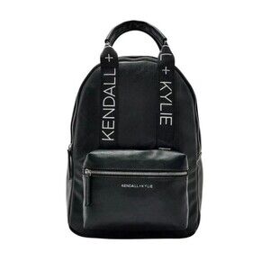 Kendall + Kylie Large Black Vegan Faux Leather Backpack Bag 15.5"H x 11"W x 5"D